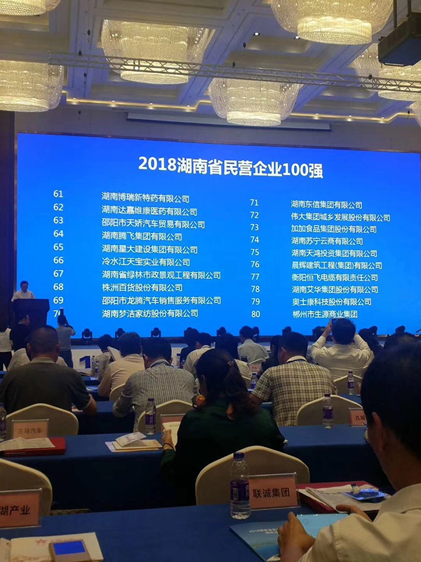 湖南省發(fā)布民營企業(yè)100強名單，天嬌榮膺63位